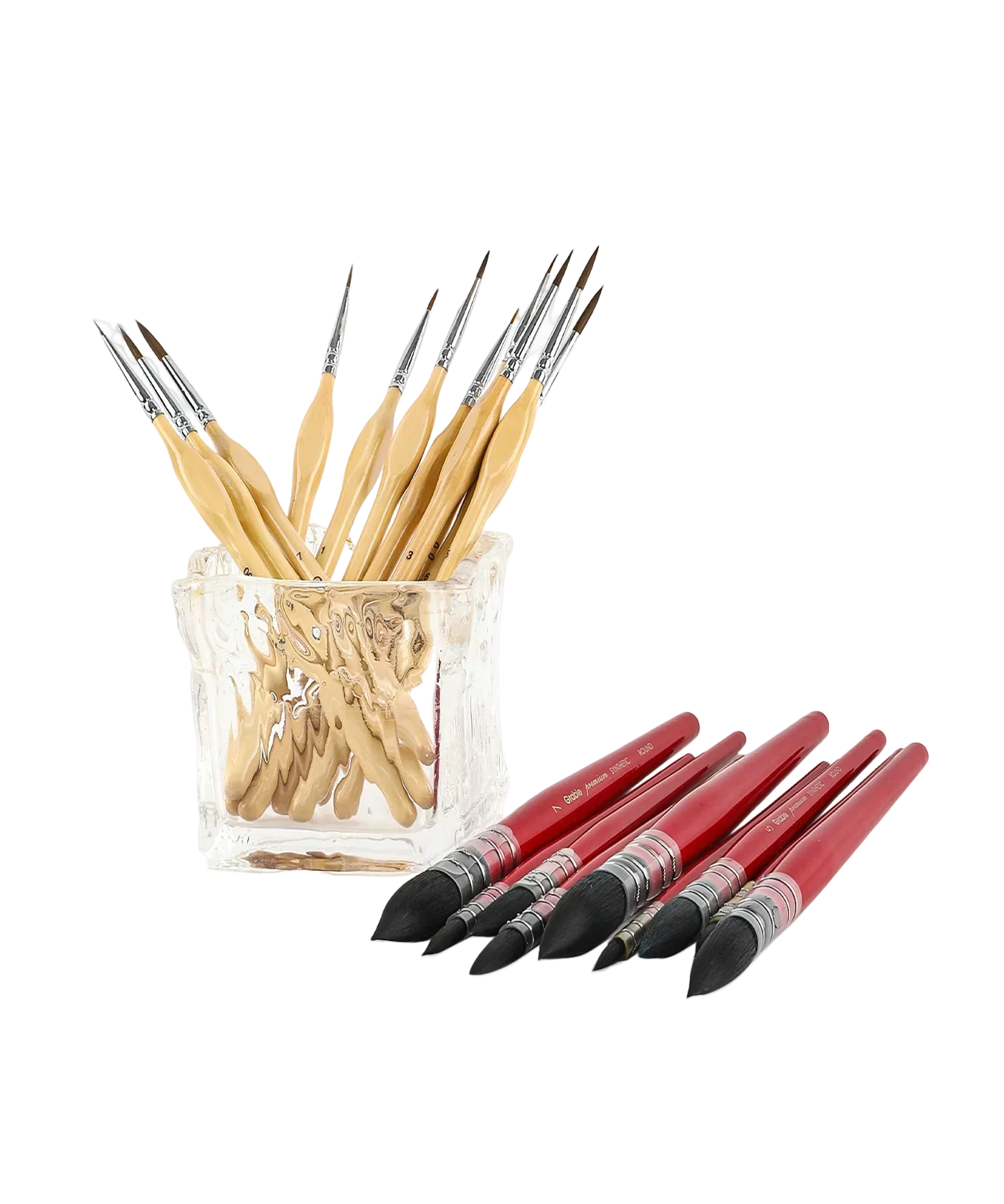 Watercolor Paint Brush Favorites Bundle showing wooden and red-handled brushes for watercolor art supplies.
