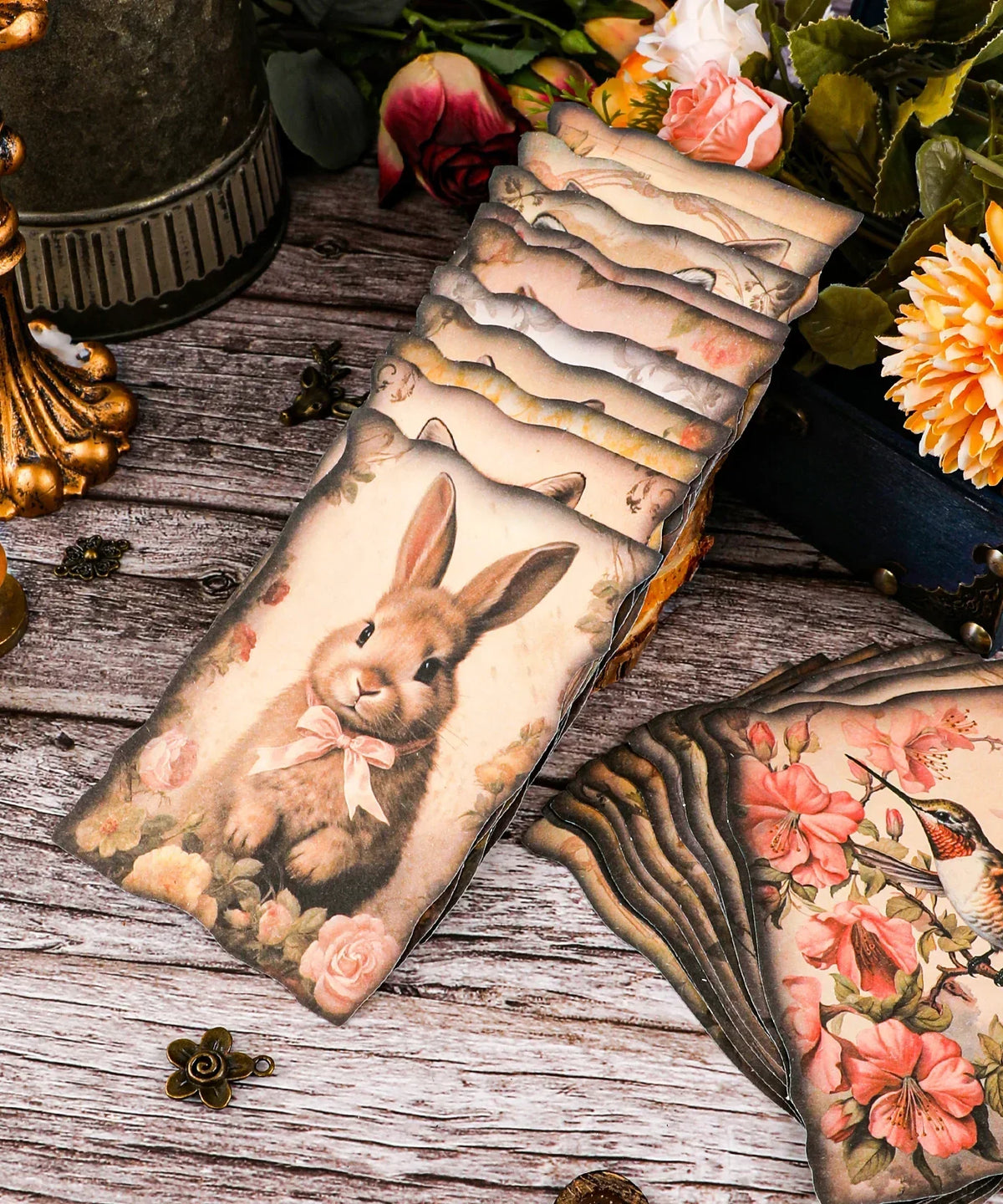 20 Sheets Grabie Exclusive Silent Woodland Paper Set featuring vintage animal and floral art for scrapbooking and crafting projects