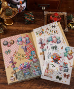 8 Sheets Grabie Exclusive New Year Sticker Set with colorful balloons, gifts, and festive decorations for scrapbooking and art supplies