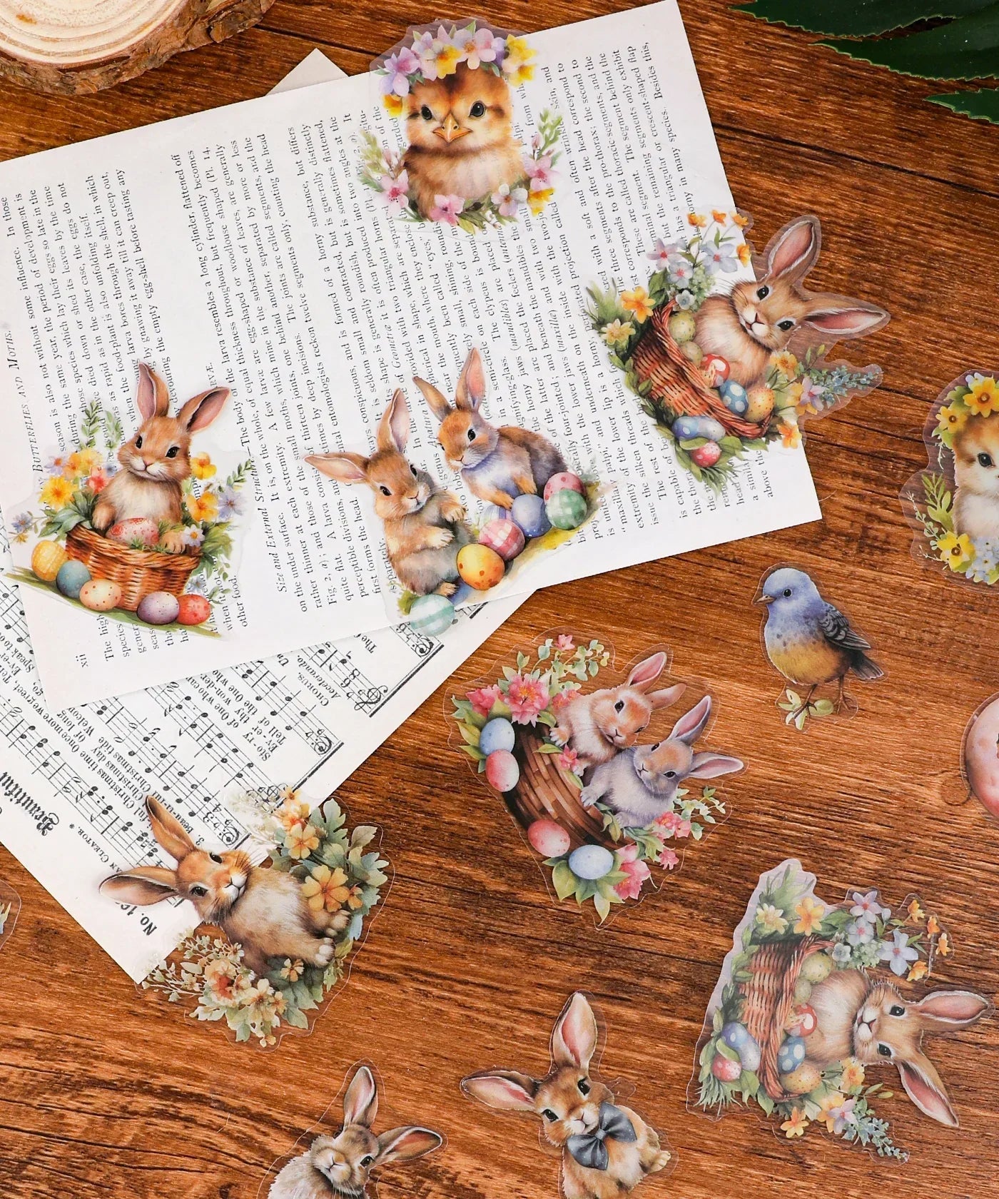 60 Pcs Grabie Exclusive The Magic Of Easter Sticker Set featuring watercolor bunnies, eggs, and spring flowers for scrapbooking