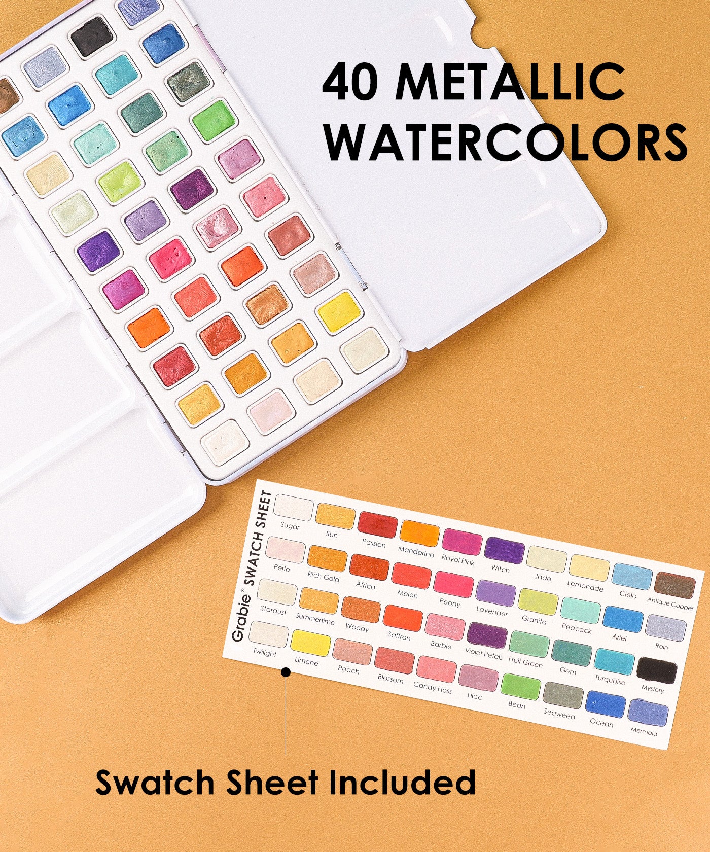 40 Colors Metallic Watercolor Paint Set, Metallic Watercolour Paints, Best Metallic  Watercolor, Metallic Water Paint - Grabie®