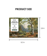 15 Sheets 140LB Forest-Themed Watercolor Coloring Book with nature scene cover and size dimensions displayed