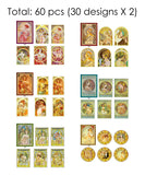 60 Pcs Elegance Mucha Girl Sticker Set