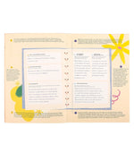 Open workbook spread featuring colorful prompts and reflections in the Grabie x AATA Rock Your Inner Strength 4-Week Workbook