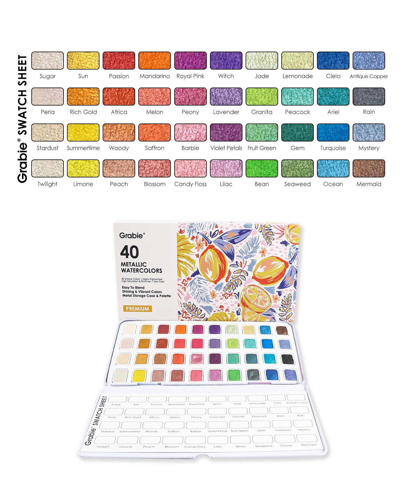 Komorebi Metallic Watercolor Paint Set – Set of 6 Shimmery Premium Colors
