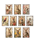 20 Sheets Grabie Exclusive Silent Woodland Paper Set featuring vintage-style woodland animals with flowers for scrapbook art supplies