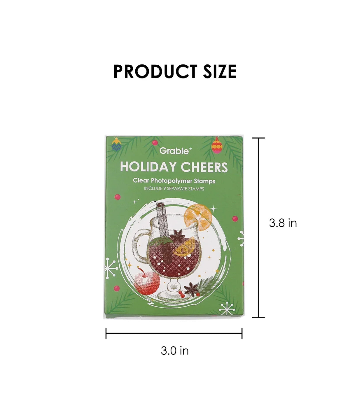 Holiday Cheers Clear Photopolymer Stamps packaging with festive cocktail design for art supplies and scrapbook projects.