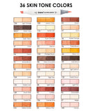 Dual-Tip Skin Tone Alcohol-Based Marker Set of 36