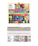 All-In-One Premium Watercolor Set of 100 with Waterproof Multiliner Drawing Pen Set
