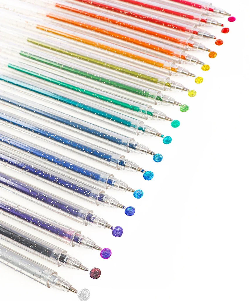 Capped Iridescent Glitter Gel Ink Pen Set Of 18 - Grabie®