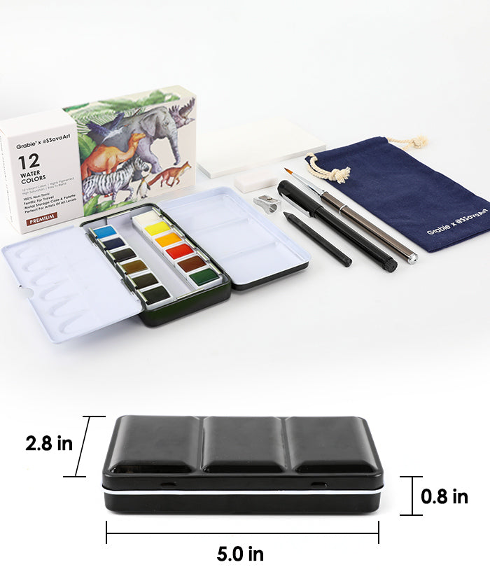 Grabie Premium Watercolor 12 Half Pan Deluxe Travel Set, Best Watercolor Paints, Artist Watercolor, Watercolor Supplies, Professional Watercolor Paint Set, Pocket Watercolor Set, Watercolor Half Pans, Watercolor Painting For Beginners