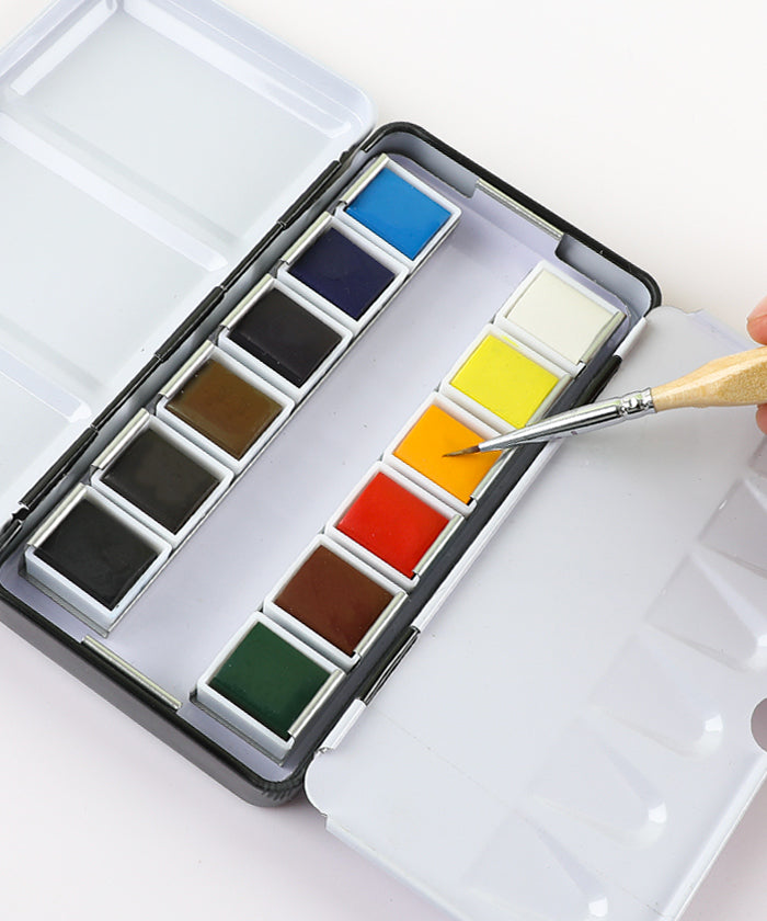 Grabie Premium Watercolor 12 Half Pan Deluxe Travel Set, Watercolor for Beginners, Best Watercolor Paints, Artist Watercolor, Watercolor Supplies, Half Pan Watercolor