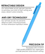 Blue retractable acrylic gel pen with anti-dry ink and precision tip for What To Draw: 30-Day Pet Drawing Kit
