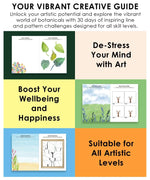 Promotional collage showing plant drawing pages and benefits of What To Draw: 30-Day Plant Life Edition Drawing Kit