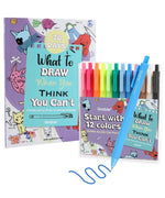 What To Draw: 30-Day Pet Drawing Kit with colorful markers, a blue pen, and a pet-themed drawing guidebook