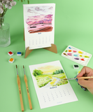 12-Month Watercolor Calendar Set For 2026
