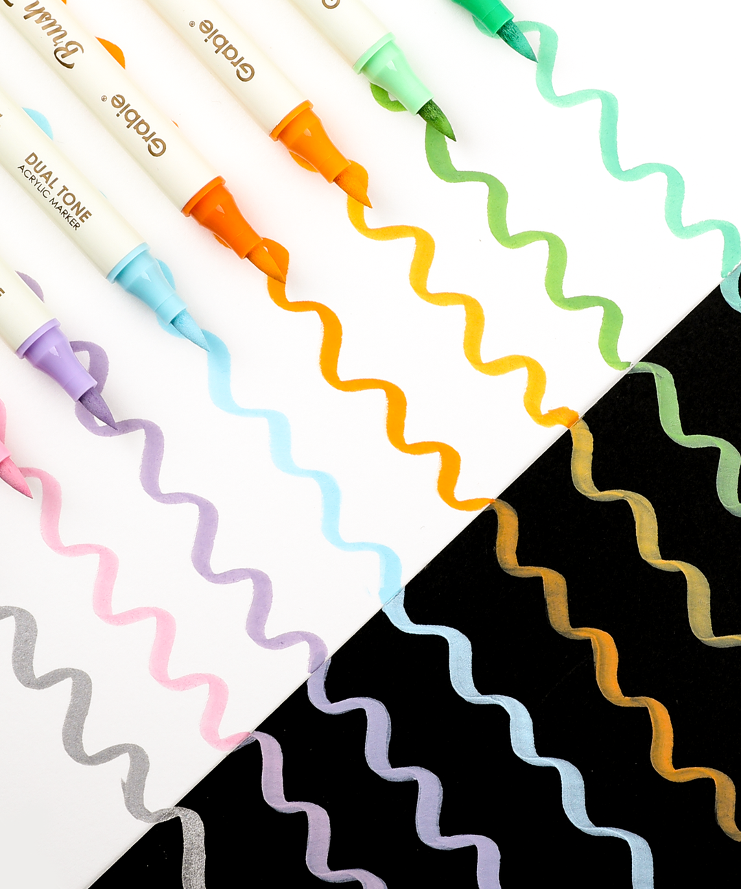Dual Tone Brush Tip Acrylic Paint Marker Set