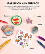 Iridescent Glitter Acrylic Paint Marker Set used to decorate ceramic, glass, stone, wood, and paper art projects
