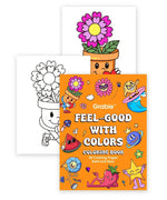 Dual Tone Brush Tip Acrylic Paint Marker Set With Coloring Book featuring colorful and black-and-white floral cartoon pages.