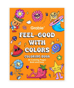 Colorful cartoon characters on orange cover of Dual Tone Brush Tip Acrylic Paint Marker Set With Coloring Book with 30 bold pages