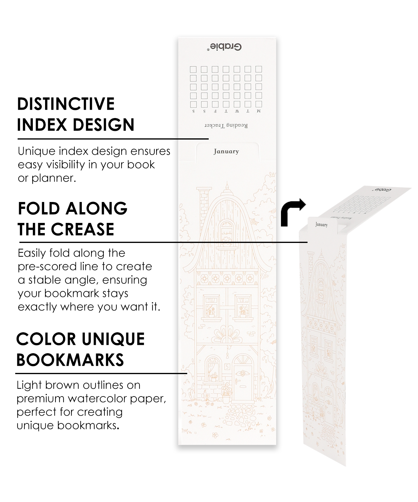 12 Sheets 140lb Watercolor Coloring Bookmarks - Townhouse Edition