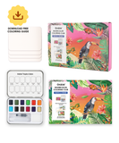 Tropics-Themed  Watercolor Coloring Club Box