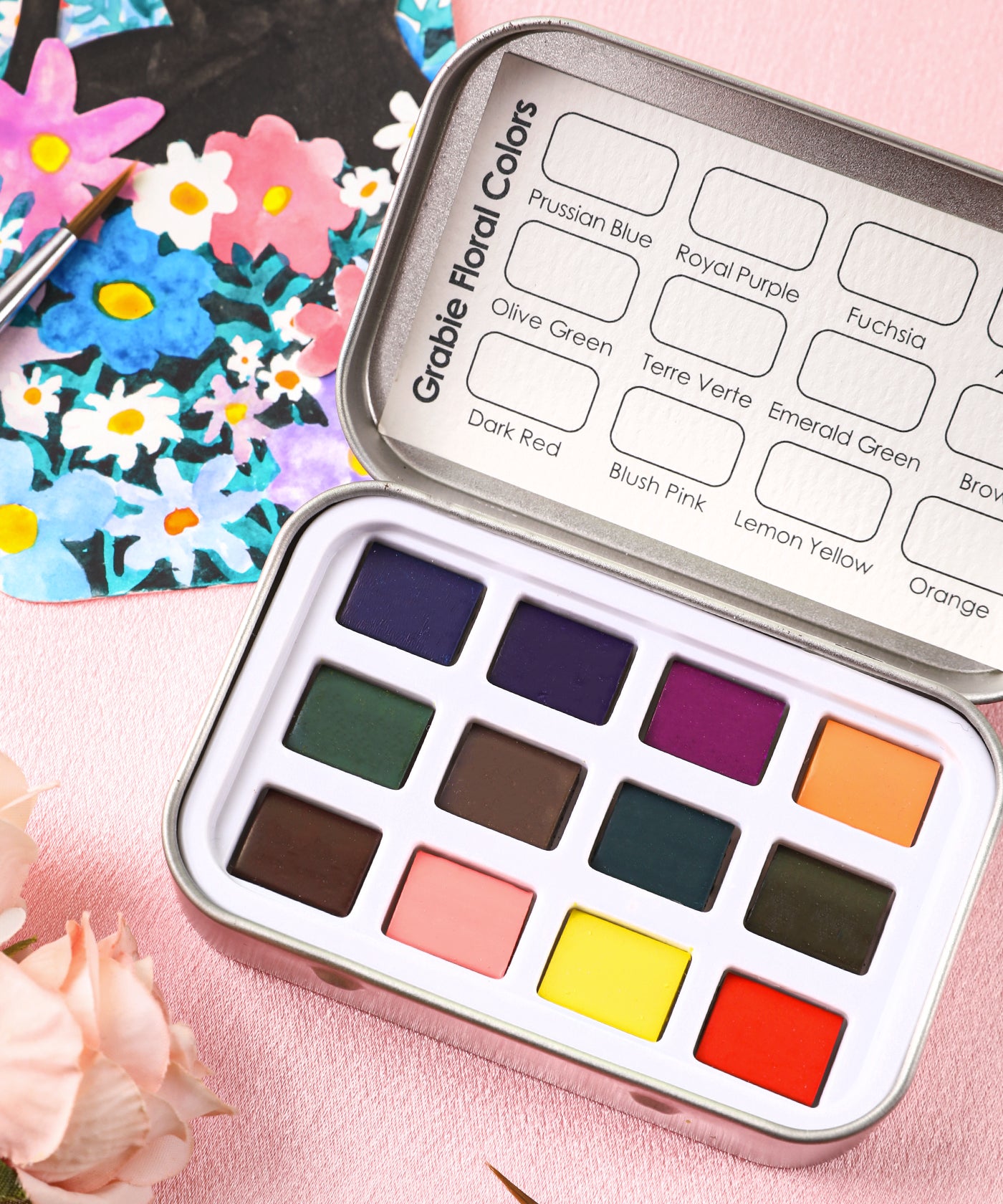 Watercolor Pocket Set of 12 - Floral Colors | Grabie Art Supplies, Best Watercolor, Artist Watercolor, Watercolor Paint, Watercolor Set, Easy Watercolor Painting, Good Watercolor Paints, Watercolor Painting Set, Watercolor Art Set, Best Watercolor Paint, Mini Watercolor Paint Set, Watercolor Paint Travel Kit, Watercolor Paint Travel Sets, Miniature Watercolor Set, Professional Watercolor Set, Travel Watercolor Paint Set, Watercolor Paint Sets, Best Watercolor Paint Set, Grabie Art, Grabie Art Supplies