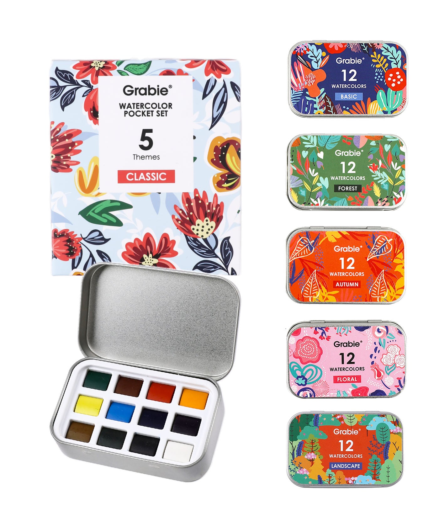 Grabie Watercolor Pocket Set - 5 Themes Value Bundle, Grabie Art, Grabie Art Supplies, Watercolor Set For Beginners, Best Watercolor Paint Set, Travel Set Watercolor, Pocket Watercolor Set, Portable Watercolor Set, Good Watercolor Sets, Watercolor Set, Easy Watercolor Painting, Watercolor Painting Supplies, Travel Watercolor Set, Mini Watercolor Set, Professional Watercolor Paints, Mini Watercolor Paint Set, Mini Watercolor Sets, Grabie Watercolors, Grabie Watercolor, Grabie Watercolor Paint