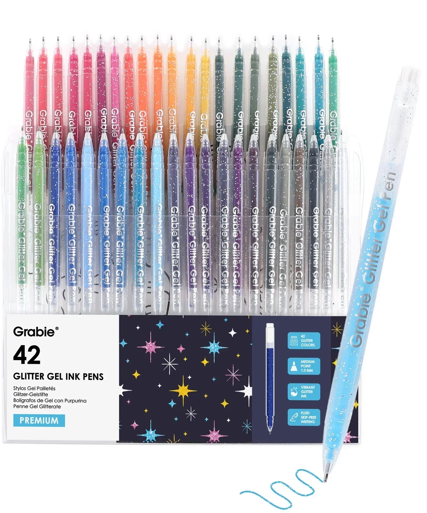 Capped Glitter Gel Ink Pen Set Of 42 colorful art pens with sparkling gel ink for scrapbook and creative projects