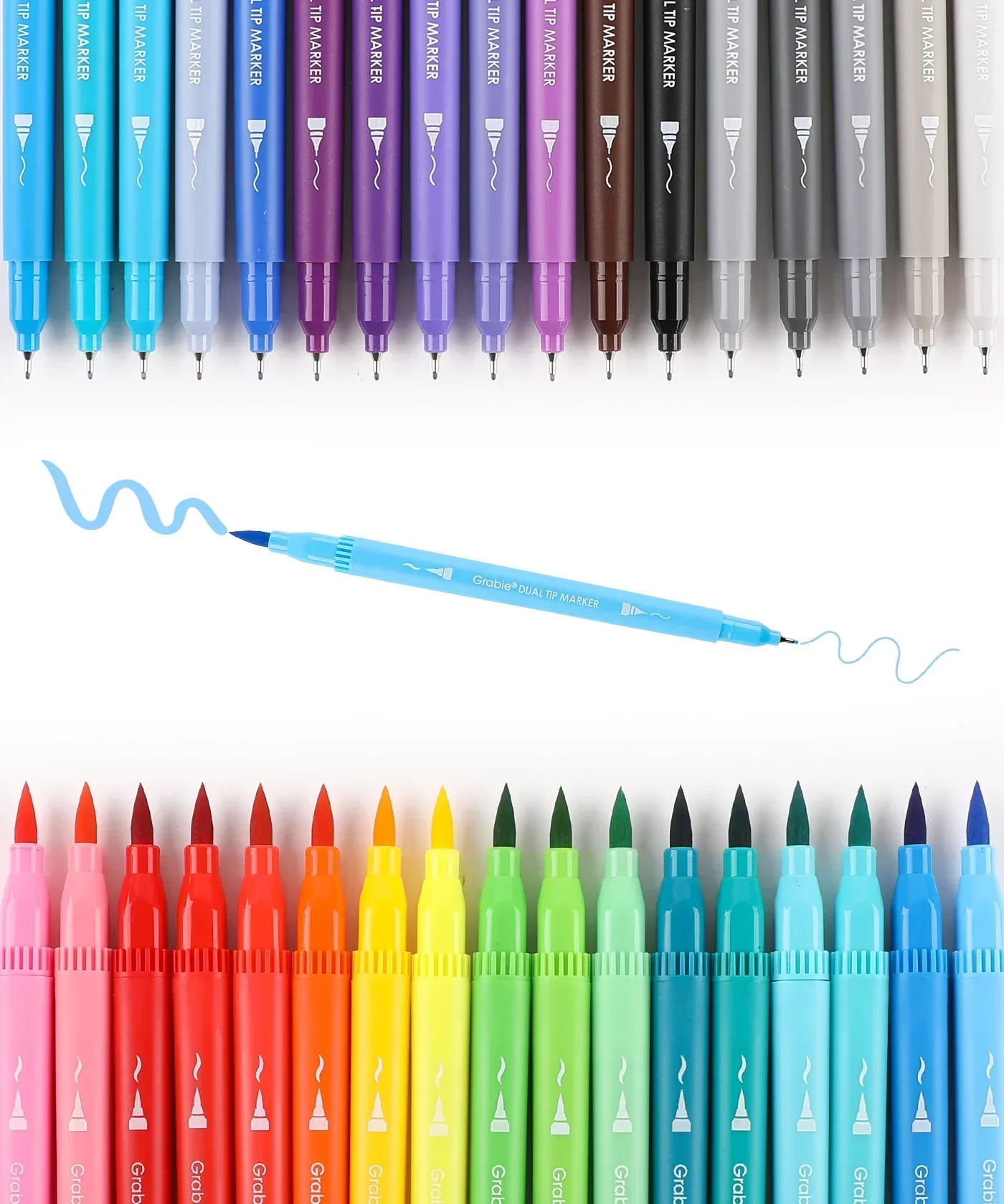 Dual Tip Water-Based Sketch Marker Set of 100 with vibrant colors, fine and broad tips for art, watercolor, and scrapbook projects