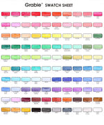 Color swatch sheet displaying a variety of hues for the Dual Tip Water-Based Sketch Marker Set of 100 markers.