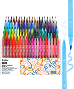 Dual Tip Water-Based Sketch Marker Set of 100 with vibrant colors and fine and brush tips for art and scrapbook projects.