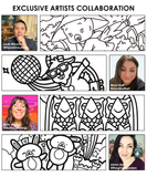 32 Sheets Whimsical Wild Friends Coloring Book: An Exclusive 4-Artist Collaboration