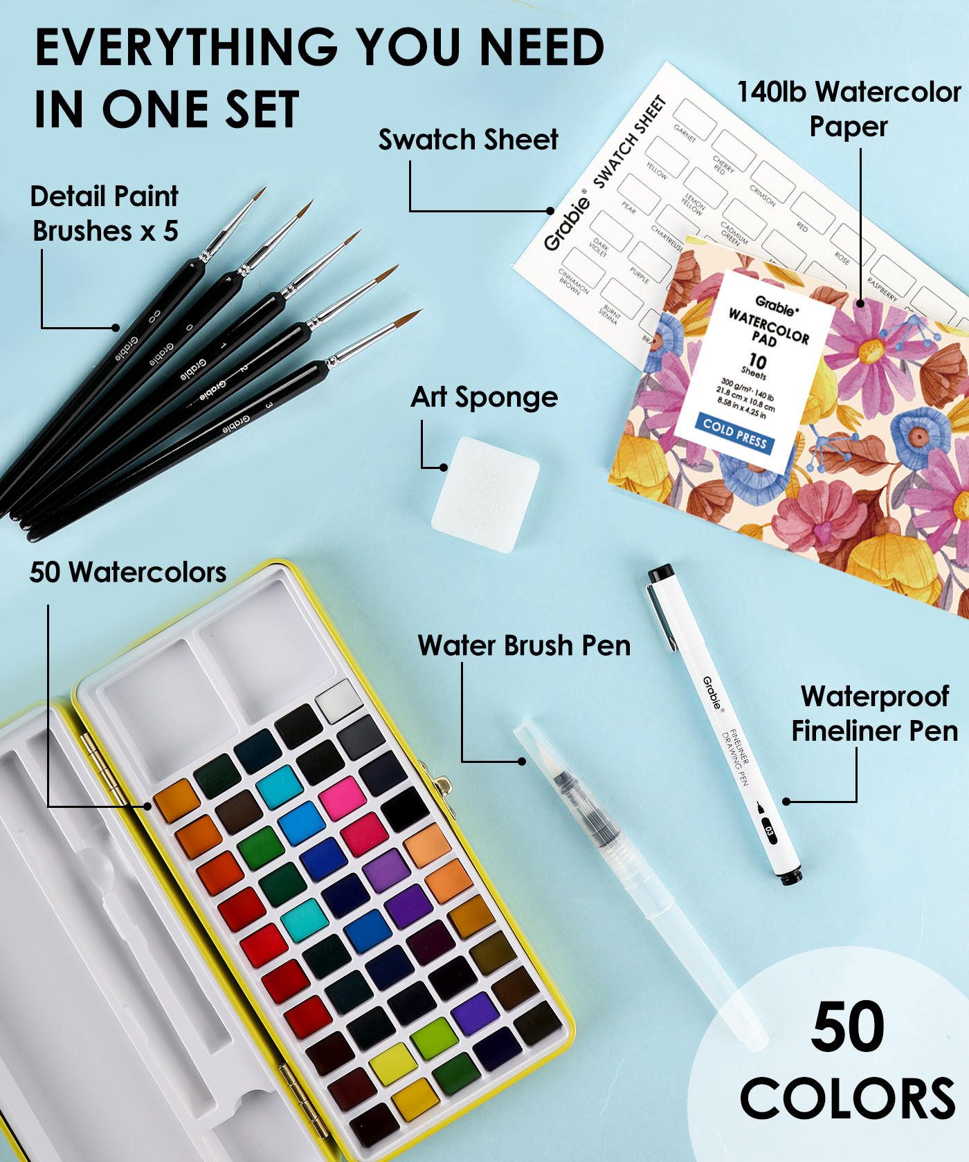 All-In-One Premium Watercolor Set of 50