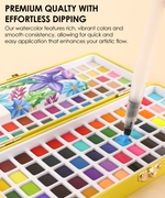 All-In-One Premium Watercolor Set with vibrant colors and easy dipping brush for smooth artistic watercolor painting