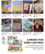 Hand placing colorful watercolor pad into a bag beside a bright yellow All-In-One Premium Watercolor Set case