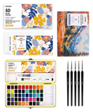 Watercolor Set Of 50 & Coloring Book Bundle
