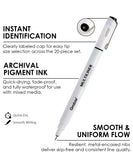 Multiliner Drawing Pen Set Of 20 (10 Black Ink Unique Tips & 10 Assorted Colors)