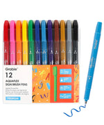 AquaFlex Sign Brush Pen Set of 12 with vibrant colors ideal for watercolor, calligraphy, and art supplies projects