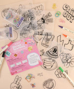 Shrink to Sparkles Craft Kit (DIY Shrinky Dinks Set) with markers, shrink sheets, and colorful charms on a table