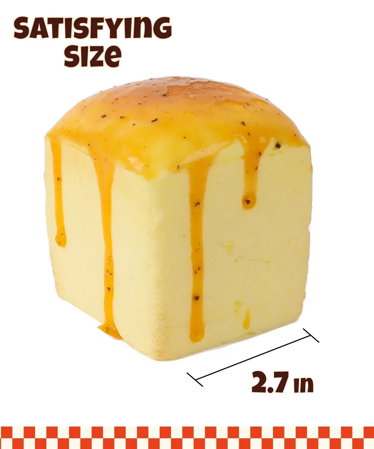 Grabie Ultimate Stress Relief Squishy shaped like a dripping honey block measuring 2.7 inches in size