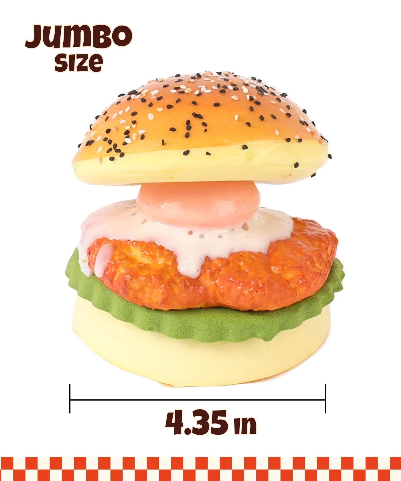 Grabie Ultimate Stress Relief Squishy shaped like a jumbo chicken sandwich with lettuce and sauce details