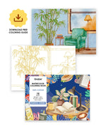 15 Sheets 140LB Essential-Themed Watercolor Coloring Book with nature and home decor illustrations for art supplies enthusiasts