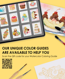 15 Sheets 140LB Dessert-Themed Watercolor Coloring Book