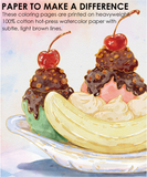 15 Sheets 140LB Dessert-Themed Watercolor Coloring Book