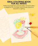 15 Sheets 140LB Dessert-Themed Watercolor Coloring Book