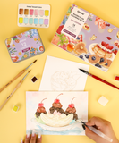 15 Sheets 140LB Dessert-Themed Watercolor Coloring Book