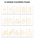 15 Sheets 140LB Dessert-Themed Watercolor Coloring Book