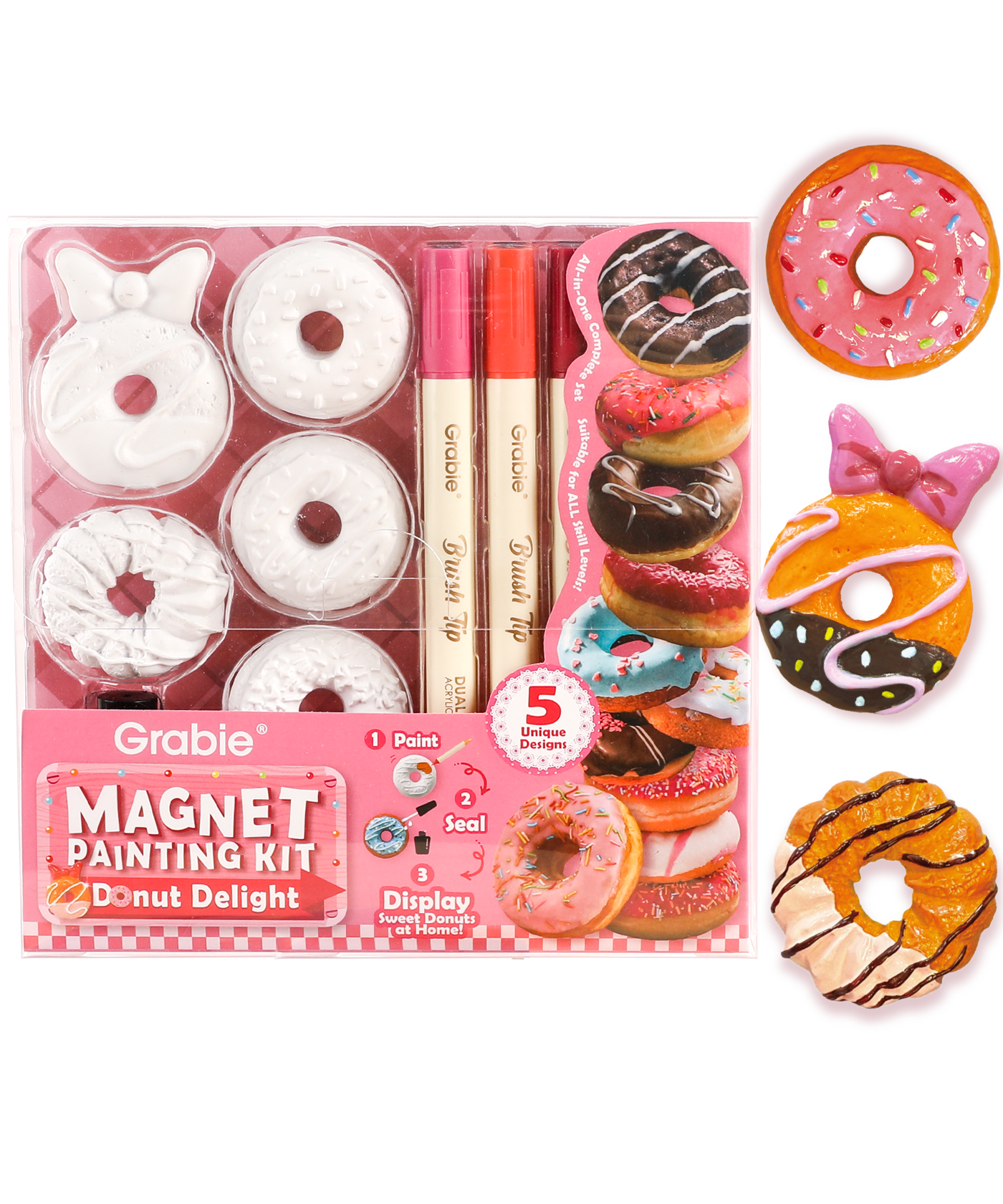 Magnet Painting Kit (DIY Refrigerator Magnet Kit) with donut-shaped magnets and paint markers for creative art supplies fun 