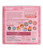 Grabie Magnet Painting Kit (DIY Refrigerator Magnet Kit) with donut-shaped resin pieces, markers, and watercolor sealer for art supplies. 